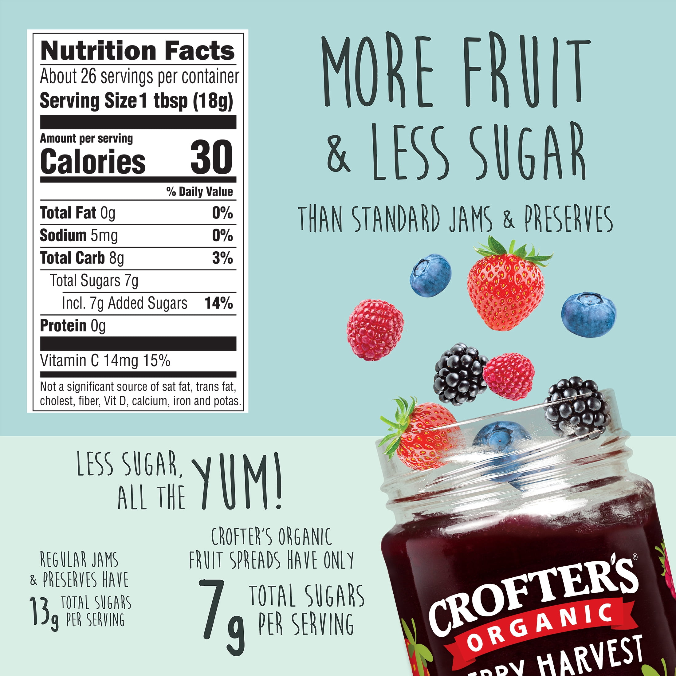 (2 pack) Crofter’s Organic Berry Harvest Premium Fruit Spread, 16.5 oz