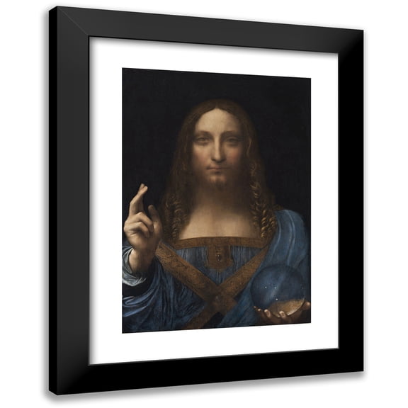 Leonardo da Vinci 11x14 Black Modern Framed Museum Art Print Titled - Savior of the World (About 1500)