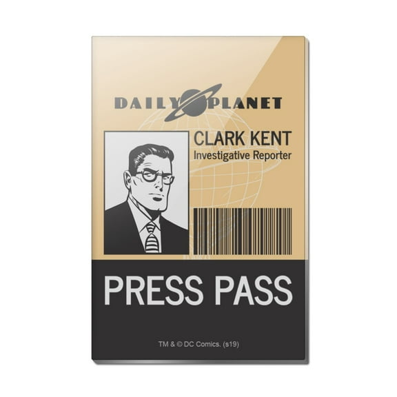 Superman Clark Kent Press Pass Rectangle Acrylic Fridge Refrigerator Magnet
