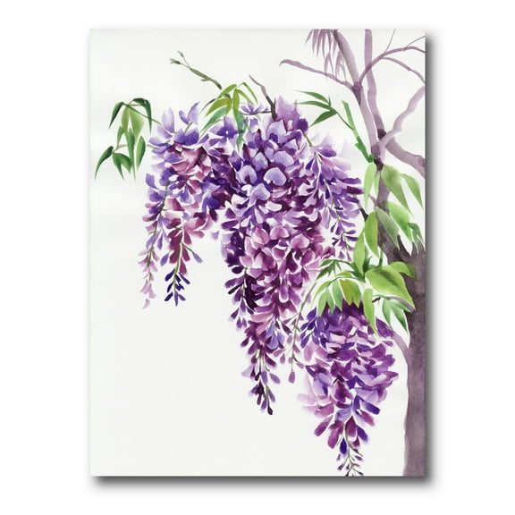 Designart ' Wisteria Purple Branches ' Traditional Canvas Wall Art Print