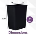 thumbnail image 2 of Superio Kitchen Trash Can 9 Gallon Slim Waste Bin 37 Qt Durable Plastic, Fit Small Spaces, Office, Bathroom, Under Counter (6, Black), 2 of 2