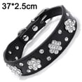 thumbnail image 2 of Collar para perro con diamantes de imitación y flores incrustadas con diamantes de cristal brillantes de cuero, 2 of 5