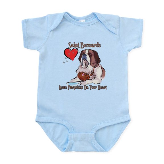 CafePress - St Bernards Leave Paw Prints On Your Heart Infant - Baby Light Bodysuit, Size Newborn - 24 Months