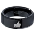 thumbnail image 2 of Tungsten Thumbs Up Emoji Band Ring 8mm Men Women Comfort Fit Black Beveled Edge Polished, 2 of 4