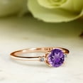 thumbnail image 4 of Gem Stone King 10K Rose Gold Purple Amethyst and White Diamond Solitaire Engagement Ring for Women (0.73 Cttw, Round 6MM, Gemstone February Birthstone, Size 6), 4 of 6