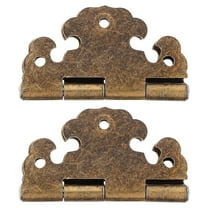 LULULION 2Pcs Antique Metal Hinges for Wood Cabinets Golden Finish Decorative Door Hinges for Furniture