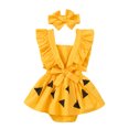 thumbnail image 2 of TheFound Baby Girl Halloween Outfit Triangle Print Ruffled-Sleeve Romper,0-24 M, 2 of 8
