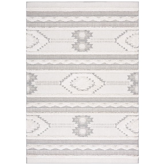 SAFAVIEH Cottage Euphemia Geometric Indoor/Outdoor Area Rug, Ivory/Light Grey, 8' x 10'
