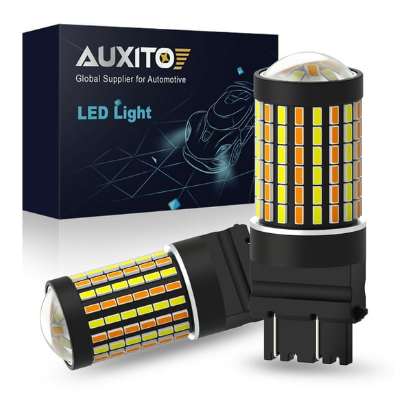 AUXITO Upgraded 3157 Switchback LED Turn Signal Light Bulbs, 500% Brighter 3155 3457 4157 3057 4157NA White/Amber Dual Color with Projector for Turn Signal Blinker DRL Parking Light, Pack of 2