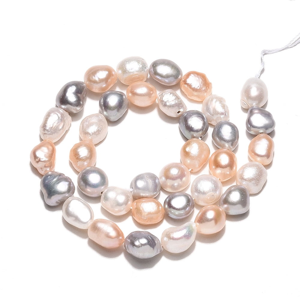 Natural Cultured Freshwater Pearl Beads Strands Two Sides Polished Mixed Color 8.5~13x7.5~10x5~8.5mm Hole: 0.6mm about 17~18pcs/strand