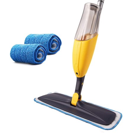Spray Mop with Total 2 Washable Mop Pad for Hardwood Ceramic Marble Tile Laminate Home Kitchen Floor Cleaning Wet and Dry Easy Wring 600ml
