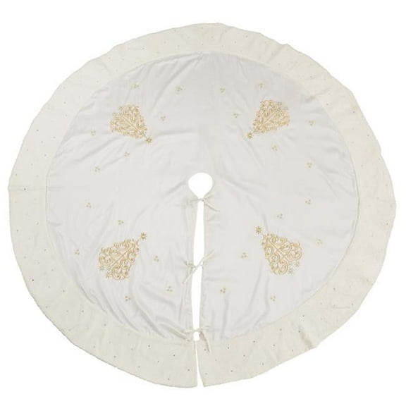 Saro Lifestyle 1554.GL84R 84 in. Enchanted Forest Embroidered Round Tree Skirt, Gold