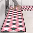 thumbnail image 2 of Kitchen Rugs Sets Of 2,Pink and Black Argyle Pattern Anti Fatigue Kitchen Mat Rugs Non Slip Washable,Decorative Kitchen Floor Mats for Kitchen,Sink,Laundry,17"x47"+17"x47", 2 of 5