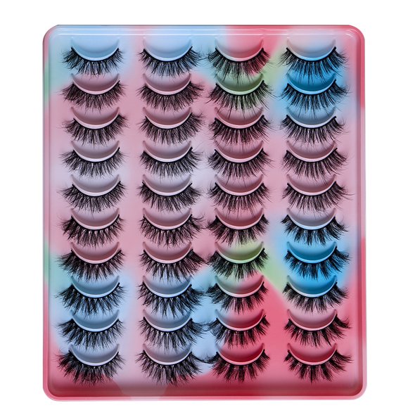20 Pairs False Eyelashes Natural Fluffy Cat Eye Fake Eye Lashes 4 Styles Mixed Thick Wispy 5D Faux Mink Eyelashes Multipack,#3