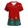 thumbnail image 2 of Feancey Scrubs for Women Tops Printed Christmas Scrub Shirts Soft Stretchy Nursing Uniforms Nurse Short Sleeve V-Neck Working T-shirts with Pockets Christmas Multicolor M, 2 of 4