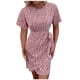 thumbnail image 1 of Vestido de mujer casual sexy moda verano floral elegante manga corta cuello redondo hasta la rodilla vestido de cintura Pompotops  ghjkhdj14566, 1 of 9