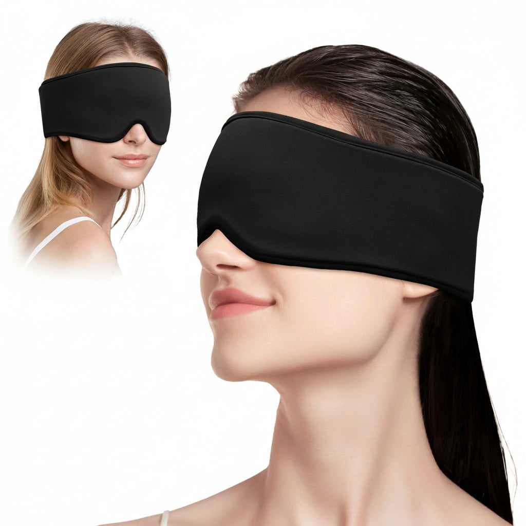 FACEMOON Adults Ice Silk Soft Cooling Weighted Sleep Eye Mask for Sleep Support, Dark Circles, Puffy Eyes with Storage Bag, Blue