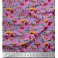 thumbnail image 1 of Soimoi Purple Satin Silk Fabric Leaves,Insect & Floral Artistic Print Fabric by The Yard 42 Inch Wide, 1 of 3