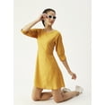 thumbnail image 4 of DressBerry Women’s Solid Poly Rayon Dress Round Neck 3/4th Long Sleeves Knee Length Regular Wear Light Weighted Casual Summer Dress, 4 of 7