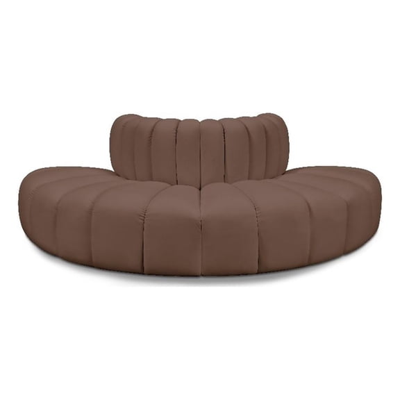 Meridian Furniture Arc Brown Vegan Leather Modular Sectional