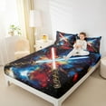 thumbnail image 4 of jejeloiu Lightsaber Fashion Games Twin Sheet Sets,Watercolor Graffiti Art Twin Fitted Sheet,Colorful Ink Flat Sheet For Teens,Luxury Bedroom Decor,3pcs, 4 of 7