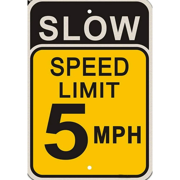 Slow Down Speed Limit 5 MPH Sign Metal Speed Alert Signs for Street, Aluminum Sign 8x12 inch