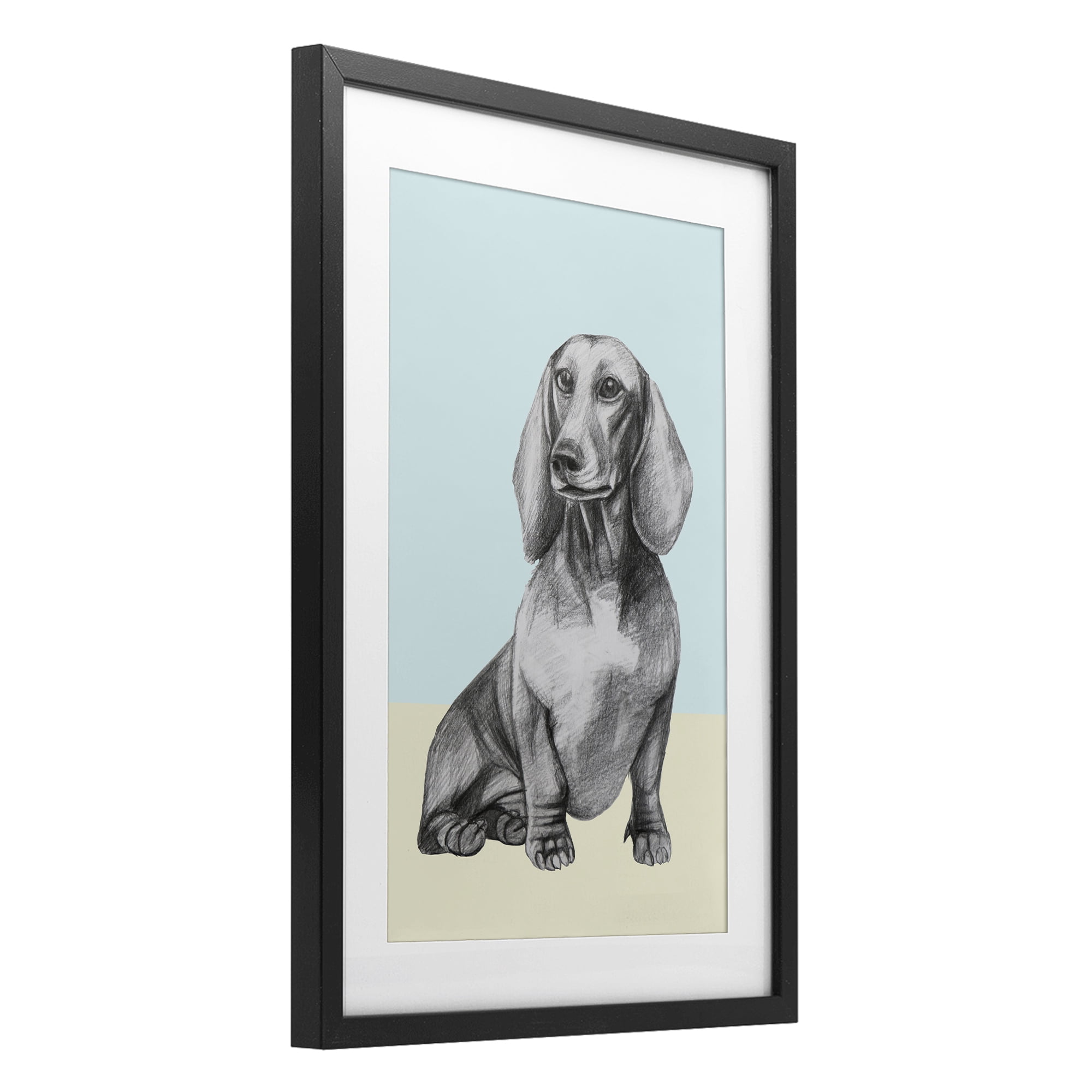 Stupell Industries Sitting Dachshund Sketch Black Framed Print Under Glass, design by Violeta Vollmer