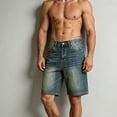 thumbnail image 3 of MHOSTAFH Men's Denim Short Loose Fit Casual Straight Leg Beach Shorts for Men Baggy Summer Golf Dree Shorts with Pocket, 3 of 7
