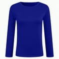 thumbnail image 5 of Towmus Women Long Sleeve Basic Tops Solid Color Fall Shirt Crew Neck Slim Fitted Winter Clothes, Blue, 2XL, 5 of 6