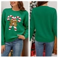 thumbnail image 5 of Christmas Candy Cane Sequined Bowknot Women's Sweater Festive Soft Knit Knitwear, 5 of 17
