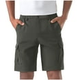 thumbnail image 2 of DPTALR Men's Elastic Waist Knee-Length Cargo Shorts - Multiple Pockets,Casual Summer Running & Hiking Bermuda Shorts,Dark Gray,Big and Tall Men XL, 2 of 5