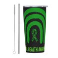 thumbnail image 1 of Taza térmica portátil de acero inoxidable con pajita, aislada, para el mes de concientización sobre la salud mental, de 20 oz, color blanco, 1 of 7