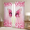 thumbnail image 2 of Manfei Safari Cheetah Blackout Curtain Set of 2,Pink Cartoon Butterfly,42x63 Inch, 2 of 6