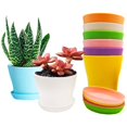 thumbnail image 1 of HLONK 8-Pack 4” Plastic Flower Plant Pots Thickened Seedlings Nursery Pots  Colorful Flower Plant Container Seed Starting Pots with Pallet (Random Color), 1 of 7
