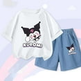 thumbnail image 4 of Sanrio Anime Kawaii Hellokittys Kuromi Tencel conjunto de ropa para niños ropa deportiva de verano para niñas ropa cómoda para niños ropa de descanso para niños, 4 of 5