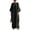 Black, variant on Women's Summer Batwing Sleeve Maxi Dress, Retro Contrast Binding Loose Kaftan Dress, Cotton Linen Texture Flowy Long Abaya