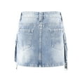 thumbnail image 5 of vigerkar Women Denim Cargo Skirt Y2K Vintage Low Waist Button Bodycon Mini Jean Skirt Trendy Going Out Streetwear with Pockets Light Blue, M, 5 of 5