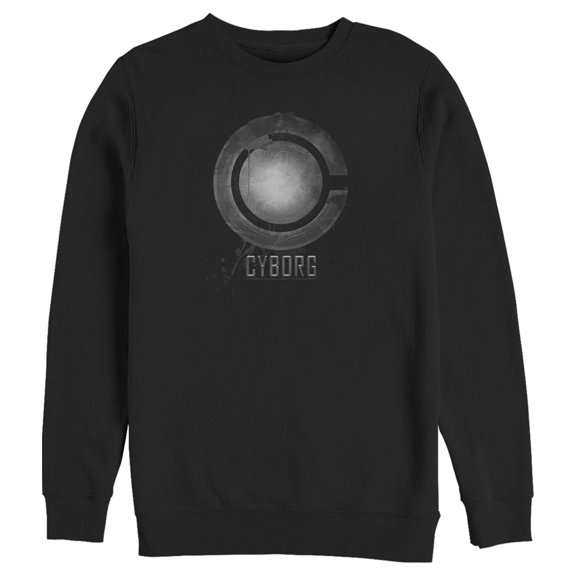 Men's Zack Snyder Justice League Cyborg Silver Logo  Sweatshirt Black 2X Large