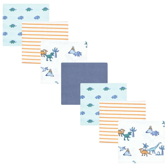 Hudson Baby Cotton Poly Flannel Receiving Blankets Bundle, Pastel Dino, One Size