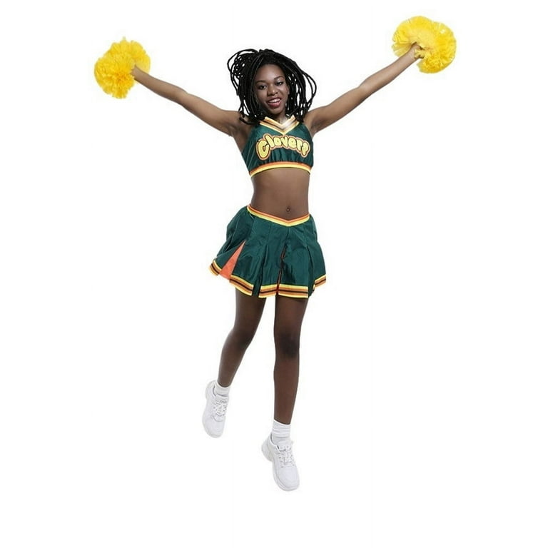 green cheerleader dress 2 Piece Cheerleader Costume Women Adult Cheerleading Uniform Dancing Outfit Sleeveless Crop Top with Mini Pleated Skirt