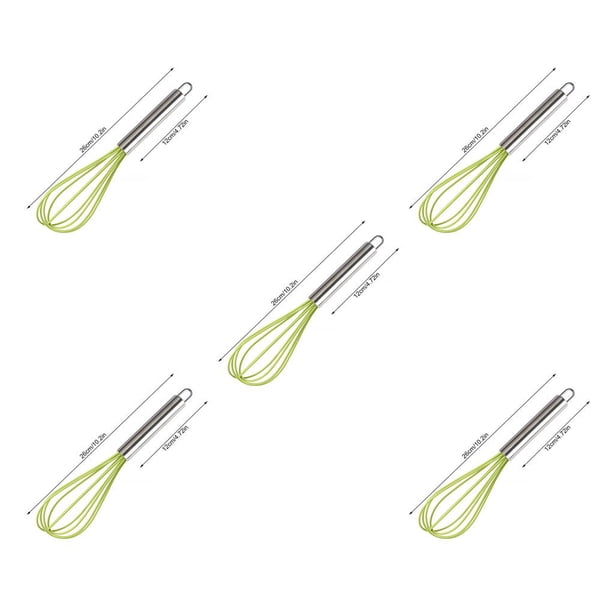 Manual Batear de huevo de huevo Silicona de acero inoxidable batidor de crema para batir para combatir batidos de mezcla, verdes 5 piezas Inevent CBP126361