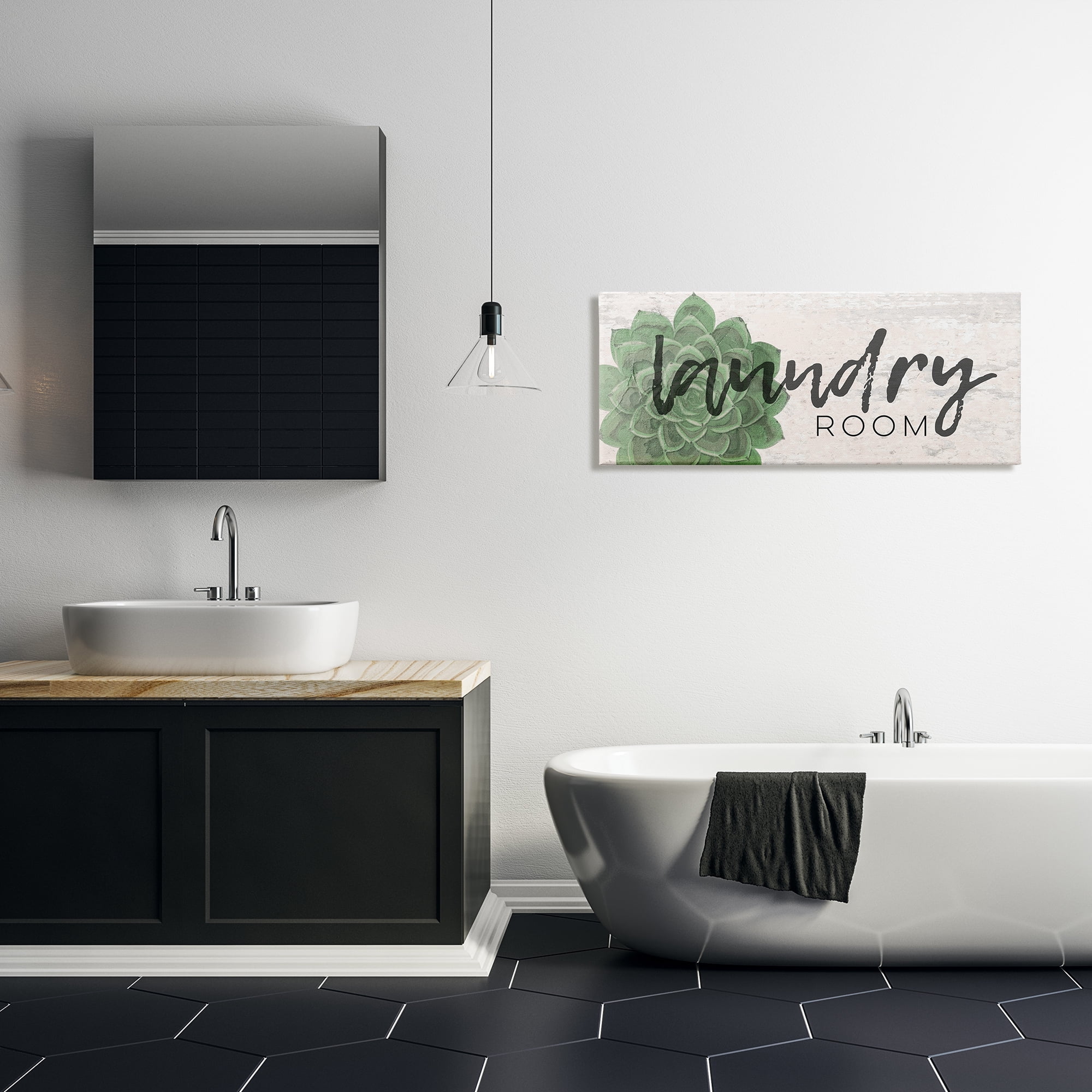 Stupell Industries Laundry Room Green Succulent Soft Textured Paper Look, 17 x 40,Design by Jessica Mundo