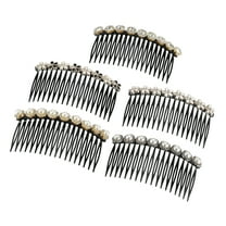 Vocoste 5 Pcs Rhinestone Side Hair Comb 18 Wide Teeth Side Combs Faux Pearl Side Hair Comb for Women Black White