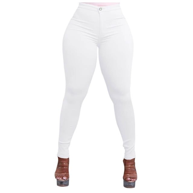 Wyzesi Jeans Blancs pour Femmes Mode Taille Haute Femmes Petite Grande Taille Extensible Jeans Colorés Pantalons