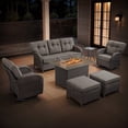 thumbnail image 2 of Bellefurn 7 Pieces Outdoor Patio Furniture Set with Fire Pit Table,Swivel Glider Chair,Sectional Sofas,PE Wicker Rattan Patio Conversation Sets for Porch Balcony Patio Deck, 2 of 12
