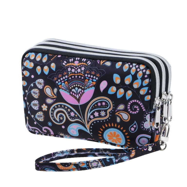 HAWEE Paisley Wristlet Wallet, 3 Zipper Coin Pouch photo 1