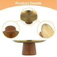 thumbnail image 6 of Cake Tray Fruit Display Plate Dessert Pan Wooden Base Stainless Steel High Stand, 6 of 8