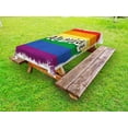 thumbnail image 1 of Pride Outdoor Tablecloth, Dated Aged Iconic Rainbow Flag with Gay Pride Typography Retro LGBT Parade Theme, Decorative Washable Fabric Picnic Tablecloth, 58 X 120 Inches, Multicolor, by Ambesonne, 1 of 2