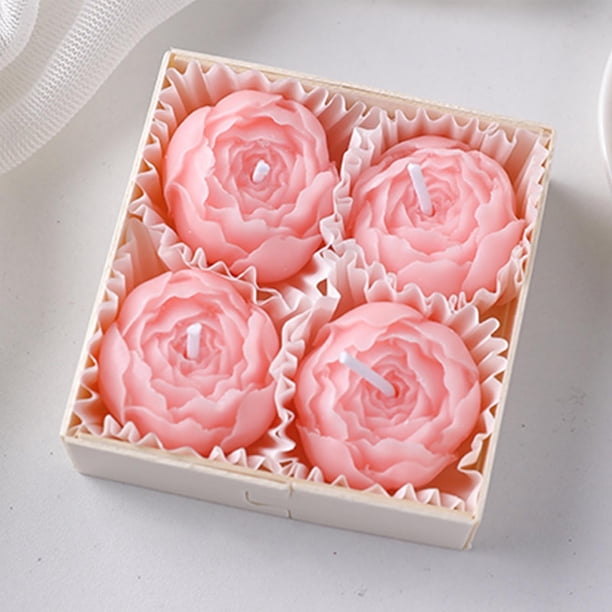 Set de regalo de velas perfumadas de peonía y rosa | Velas de aromaterapia de 4 piezas en lata | Regalos de boda, aniversarios y decoración del hogar