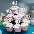 thumbnail image 4 of Cupcake Toppers Sotpot para fiesta de 40 cumpleaños, 30 unidades, color plateado, 4 of 6